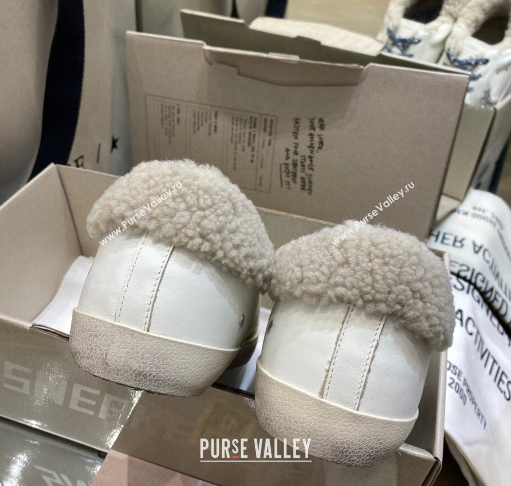 Golden Goose Womens Super-Star Sneakers in White Leather and Wool 2025 GGDB103112 (MD-251031068)