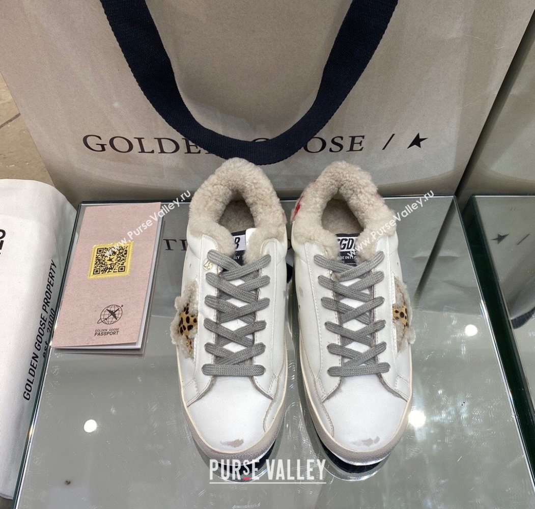Golden Goose Womens Super-Star Sneakers in White Leather and Wool 2025 GGDB103113 (MD-251031069)