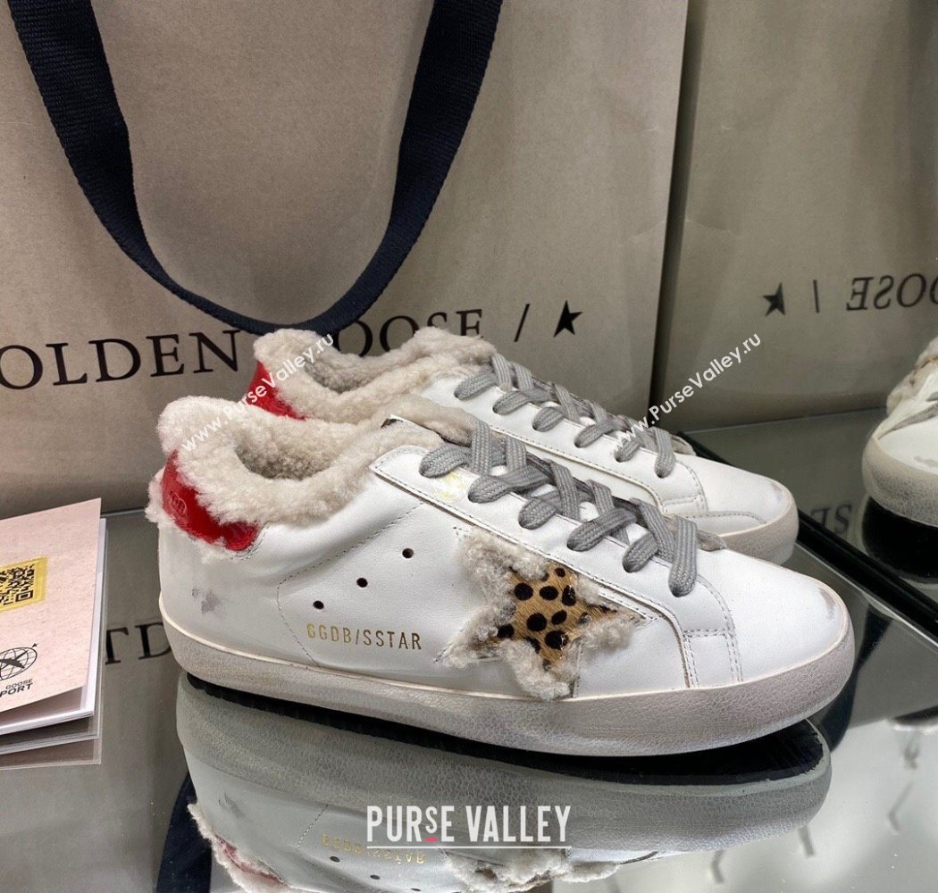 Golden Goose Womens Super-Star Sneakers in White Leather and Wool 2025 GGDB103113 (MD-251031069)