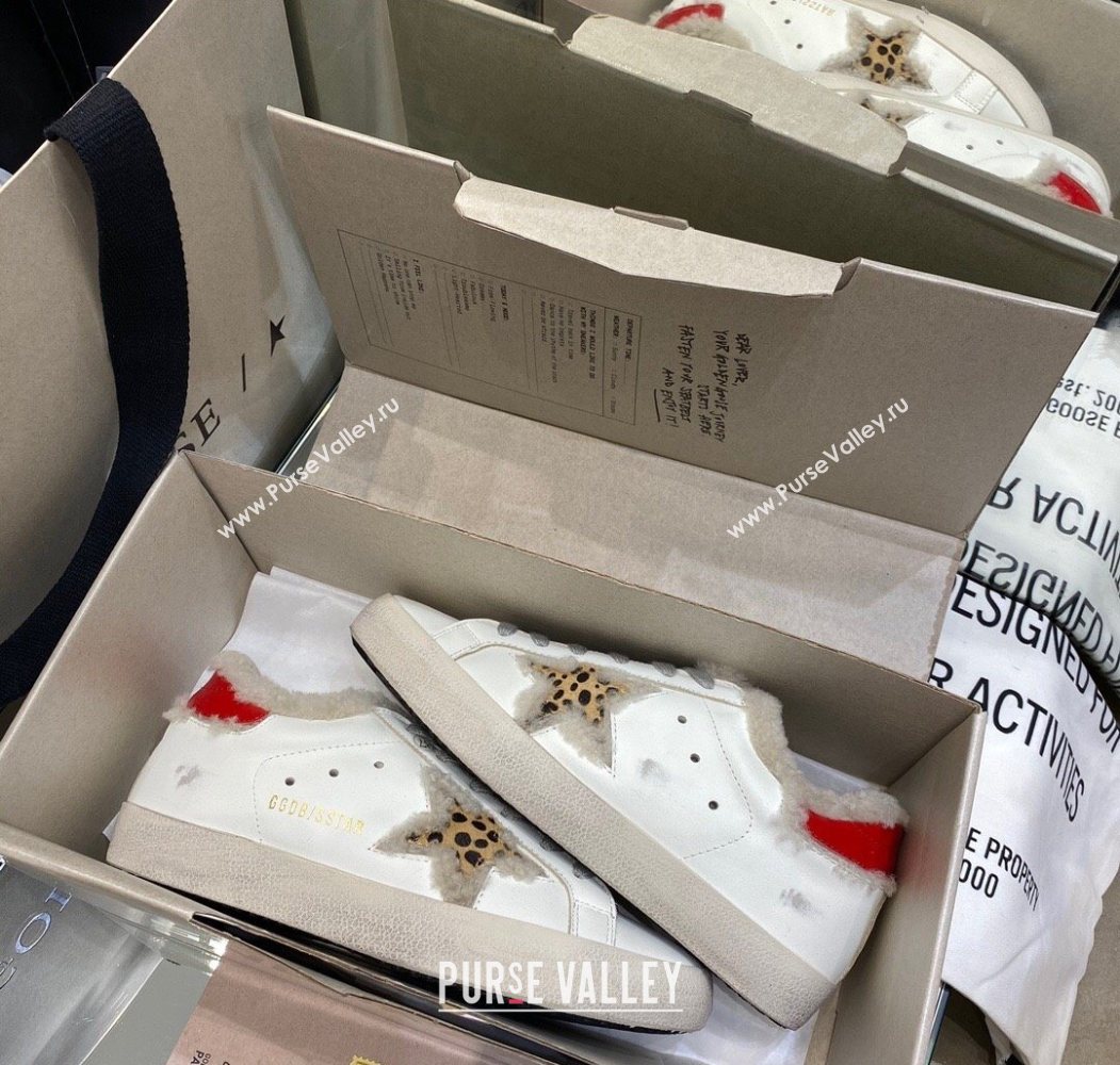 Golden Goose Womens Super-Star Sneakers in White Leather and Wool 2025 GGDB103113 (MD-251031069)