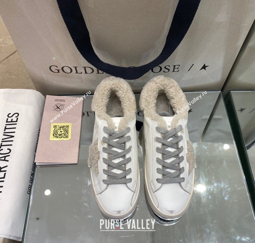 Golden Goose Womens Super-Star Sneakers in White Leather and Wool 2025 GGDB103113 (MD-251031073)