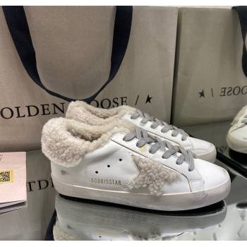 Golden Goose Womens Super-Star Sneakers in White Leather and Wool 2025 GGDB103113 (MD-251031073)