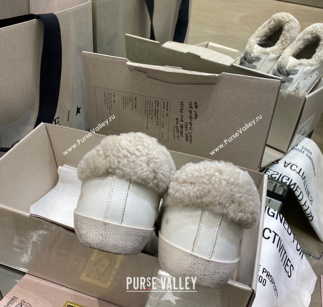 Golden Goose Womens Super-Star Sneakers in White Leather and Wool 2025 GGDB103113 (MD-251031073)