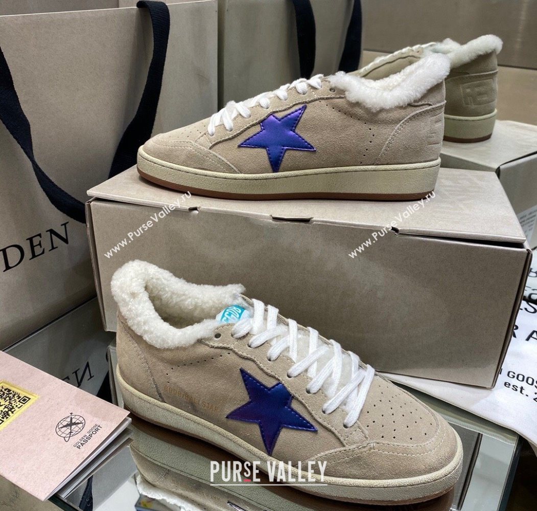 Golden Goose Womens Super-Star Sneakers in Beige Suede and Wool 2025 GGDB103114 (MD-251031074)