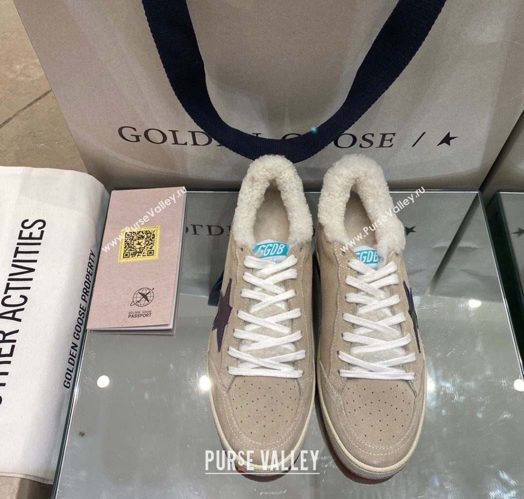 Golden Goose Womens Super-Star Sneakers in Beige Suede and Wool 2025 GGDB103114 (MD-251031074)