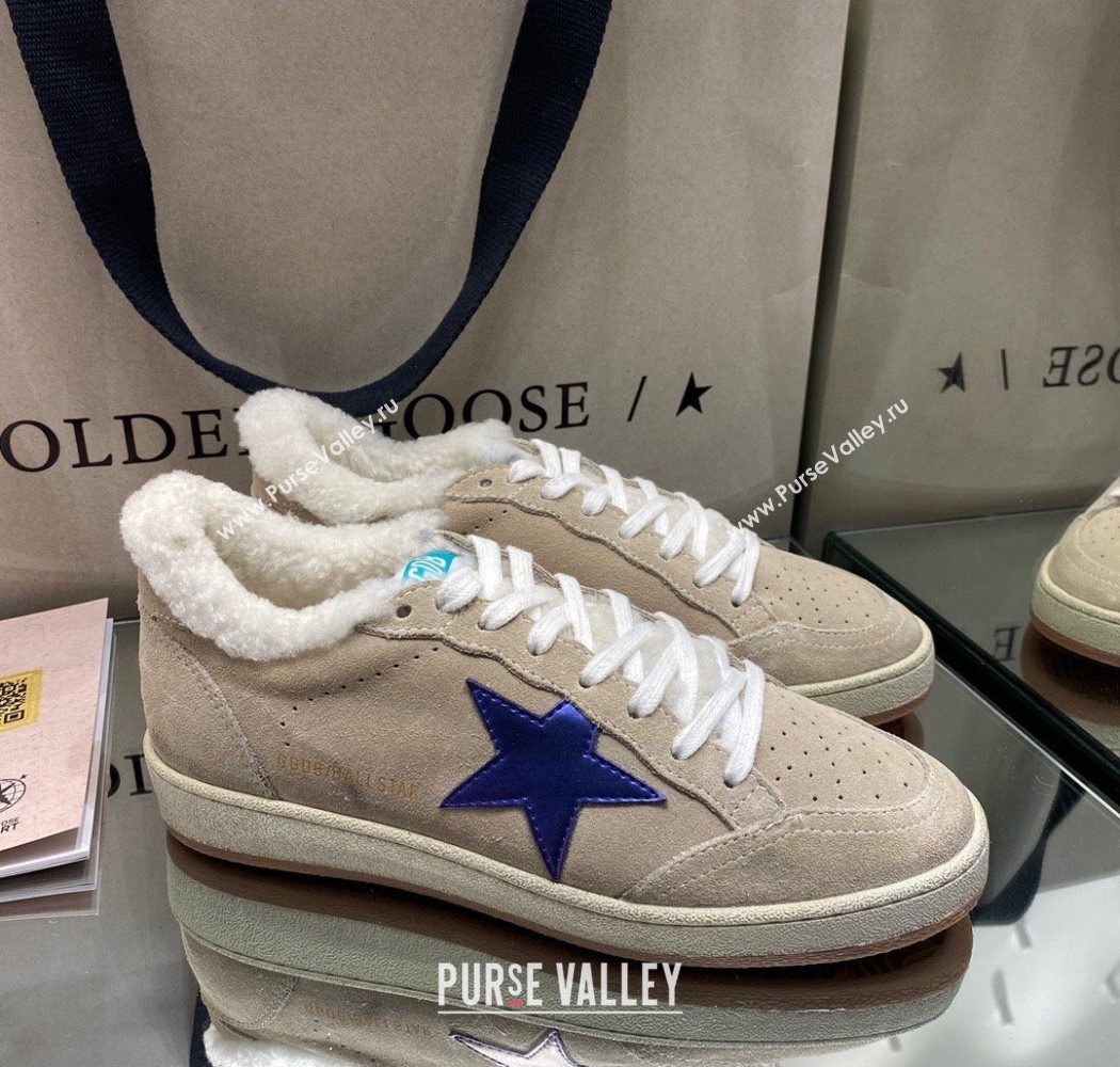 Golden Goose Womens Super-Star Sneakers in Beige Suede and Wool 2025 GGDB103114 (MD-251031074)