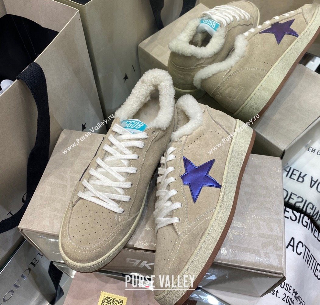 Golden Goose Womens Super-Star Sneakers in Beige Suede and Wool 2025 GGDB103114 (MD-251031074)