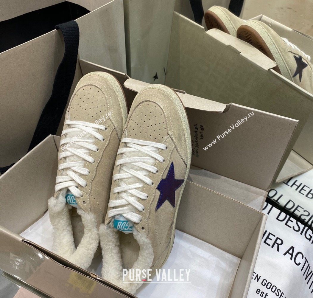 Golden Goose Womens Super-Star Sneakers in Beige Suede and Wool 2025 GGDB103114 (MD-251031074)