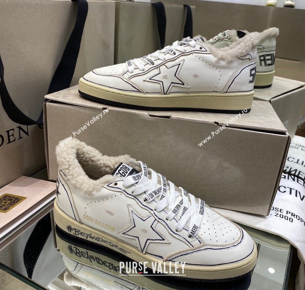 Golden Goose Womens Super-Star Sneakers in White Leather and Wool 2025 GGDB103115 (MD-251031075)