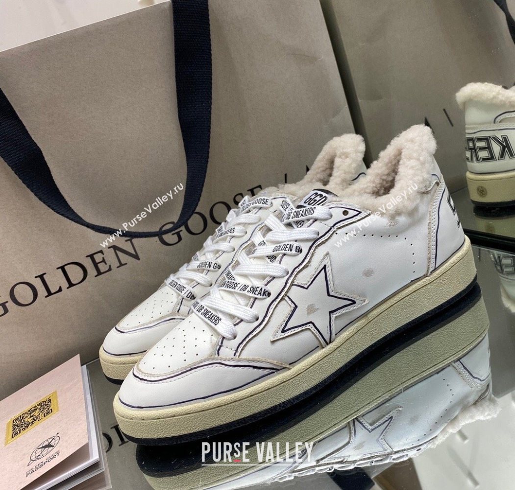 Golden Goose Womens Super-Star Sneakers in White Leather and Wool 2025 GGDB103115 (MD-251031075)