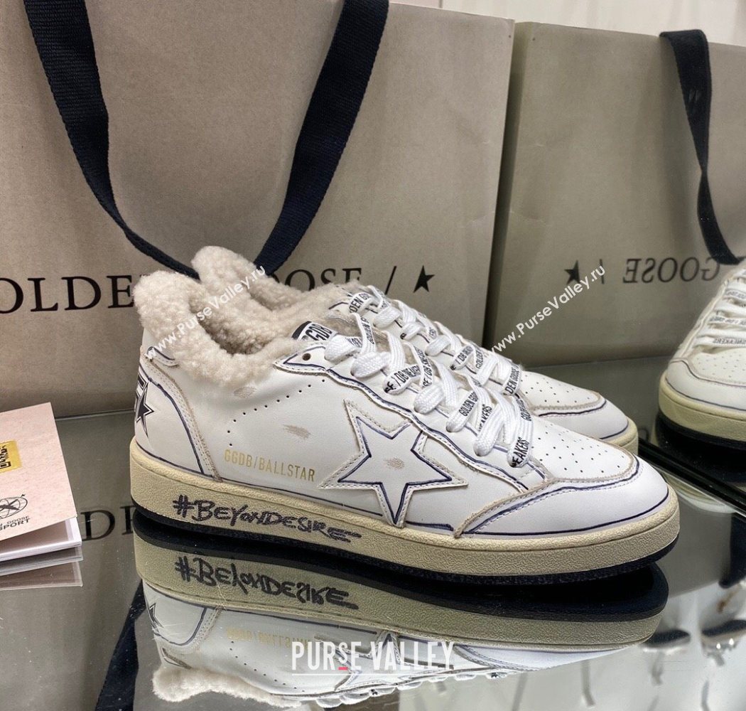 Golden Goose Womens Super-Star Sneakers in White Leather and Wool 2025 GGDB103115 (MD-251031075)
