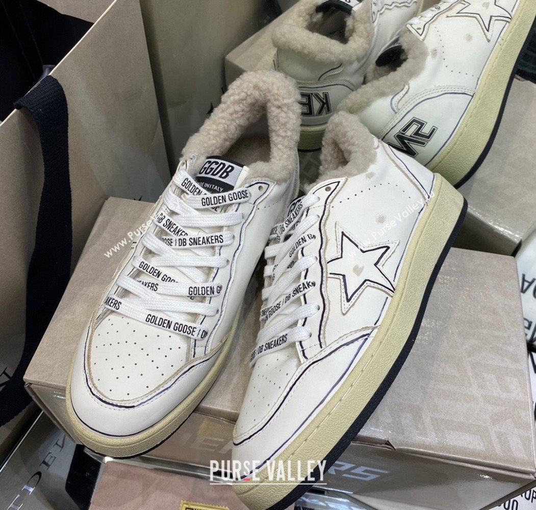 Golden Goose Womens Super-Star Sneakers in White Leather and Wool 2025 GGDB103115 (MD-251031075)