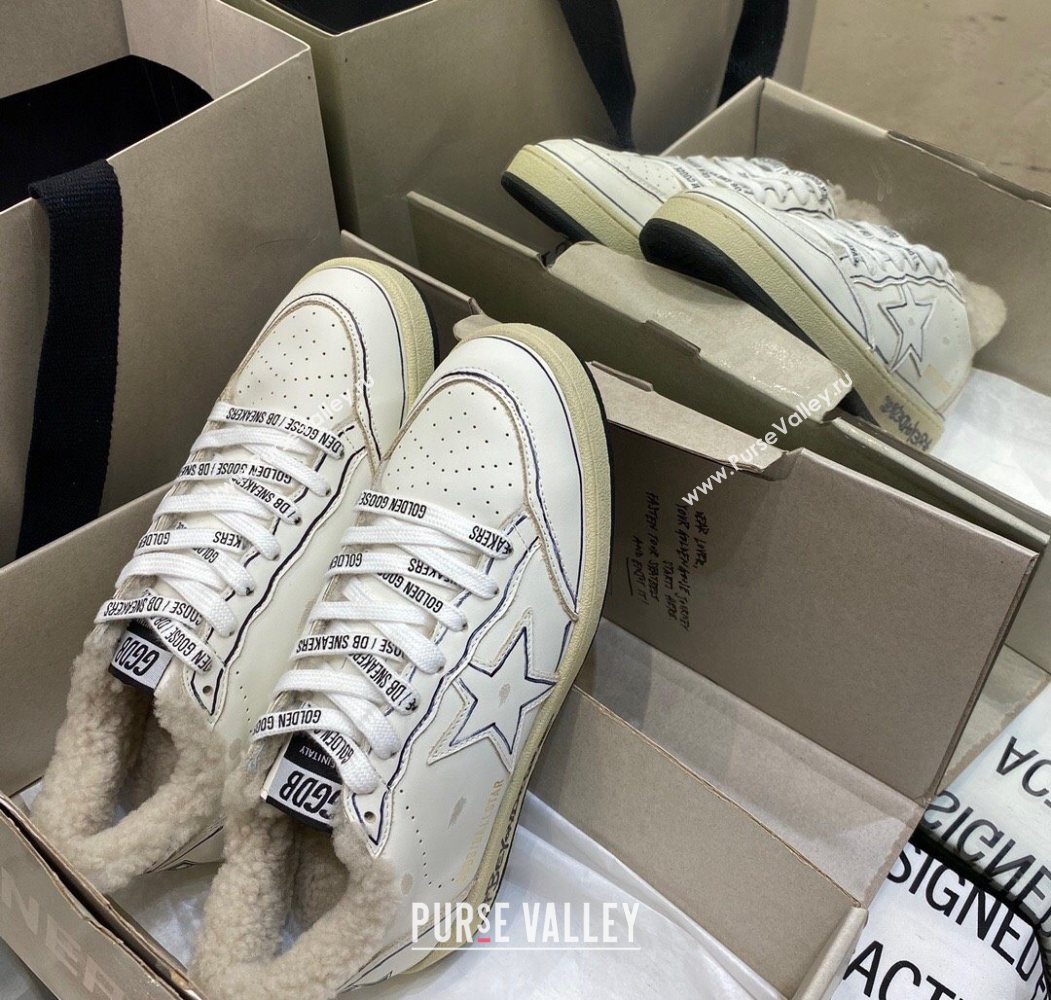 Golden Goose Womens Super-Star Sneakers in White Leather and Wool 2025 GGDB103115 (MD-251031075)