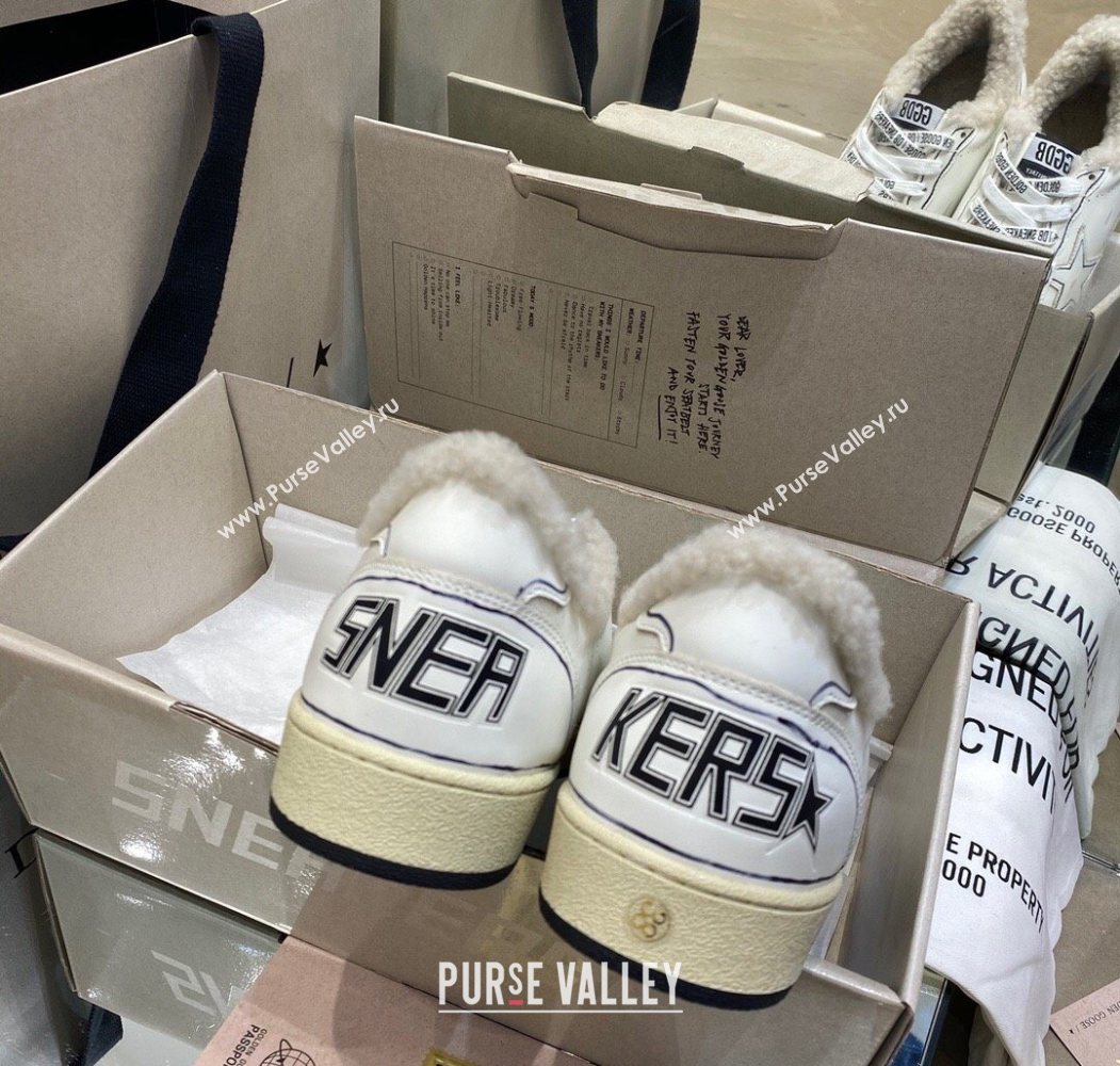 Golden Goose Womens Super-Star Sneakers in White Leather and Wool 2025 GGDB103115 (MD-251031075)