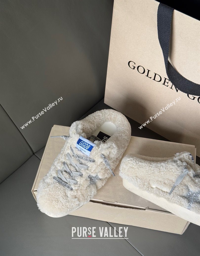 Golden Goose Womens Super-Star Sabots Sneaker in Beige Wool with Silver Glitter Star 2025 GGDB103118 (MD-251031078)