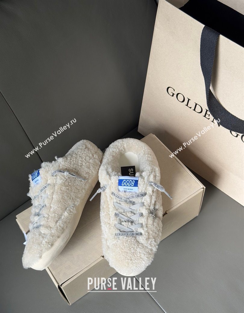 Golden Goose Womens Super-Star Sabots Sneaker in Beige Wool with Silver Glitter Star 2025 GGDB103118 (MD-251031078)