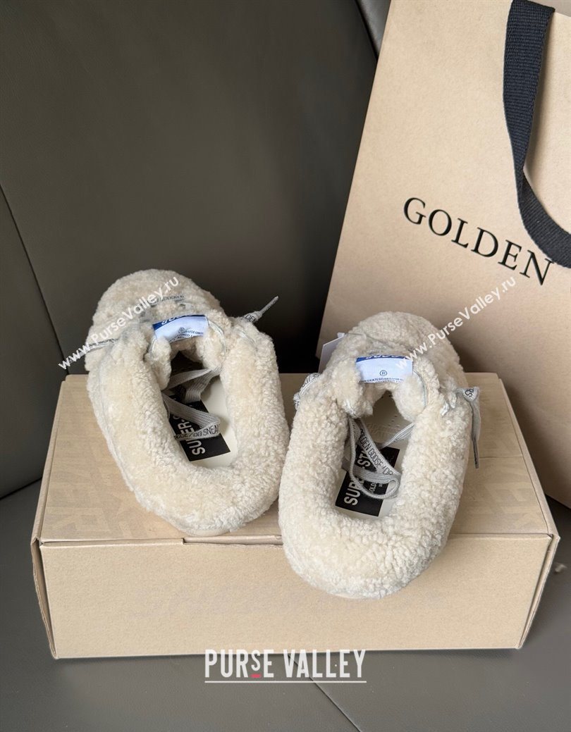 Golden Goose Womens Super-Star Sabots Sneaker in Beige Wool with Silver Glitter Star 2025 GGDB103118 (MD-251031078)