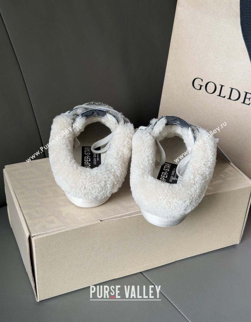 Golden Goose Womens Super-Star Sabots Sneaker in Silver Glitter and Wool 2025 GGDB103119 (MD-251031079)