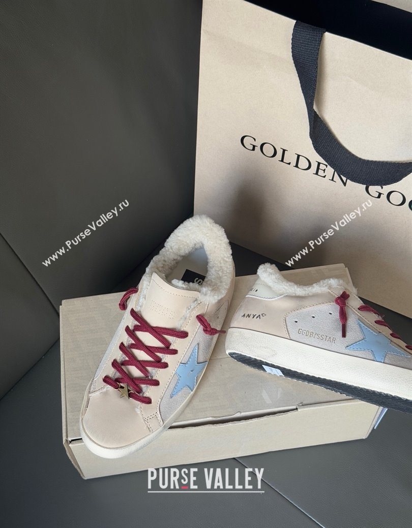 Golden Goose Womens Super-Star Sneakers in Light Pink Leather and Wool 2025 GGDB1031022 (MD-251031082)