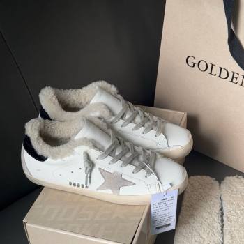 Golden Goose Womens Super-Star Sneakers in White Leather and Wool 2025 GGDB103123 (MD-251031083)