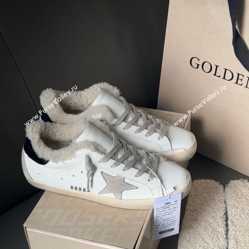 Golden Goose Womens Super-Star Sneakers in White Leather and Wool 2025 GGDB103123 (MD-251031083)