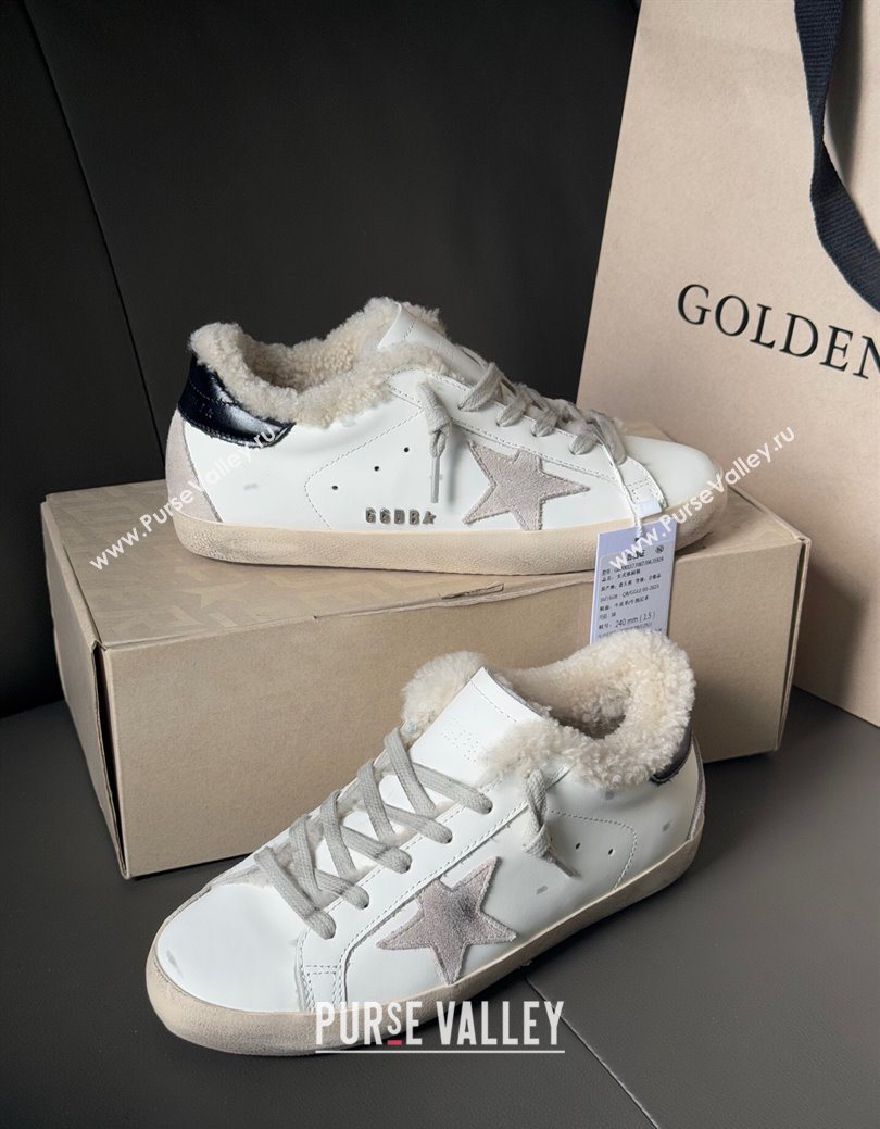 Golden Goose Womens Super-Star Sneakers in White Leather and Wool 2025 GGDB103123 (MD-251031083)