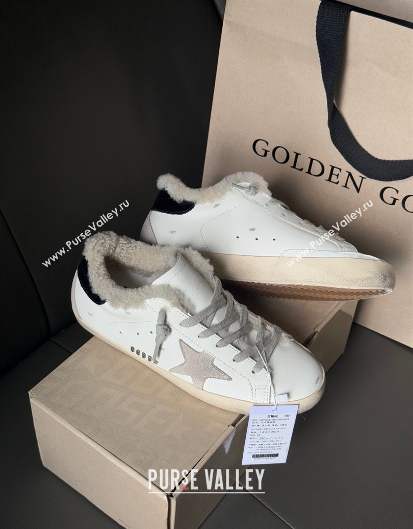 Golden Goose Womens Super-Star Sneakers in White Leather and Wool 2025 GGDB103123 (MD-251031083)