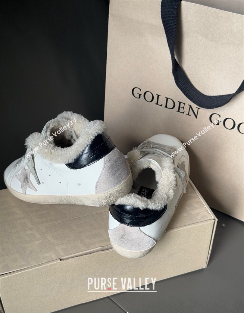 Golden Goose Womens Super-Star Sneakers in White Leather and Wool 2025 GGDB103123 (MD-251031083)