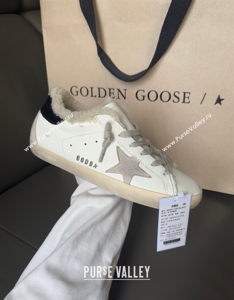 Golden Goose Womens Super-Star Sneakers in White Leather and Wool 2025 GGDB103123 (MD-251031083)