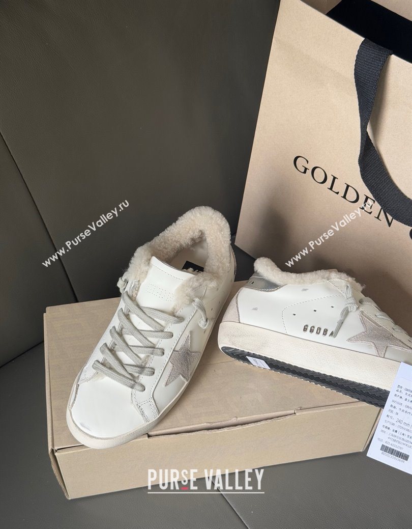 Golden Goose Womens Super-Star Sneakers in White Leather and Wool 2025 GGDB103124 (MD-251031084)