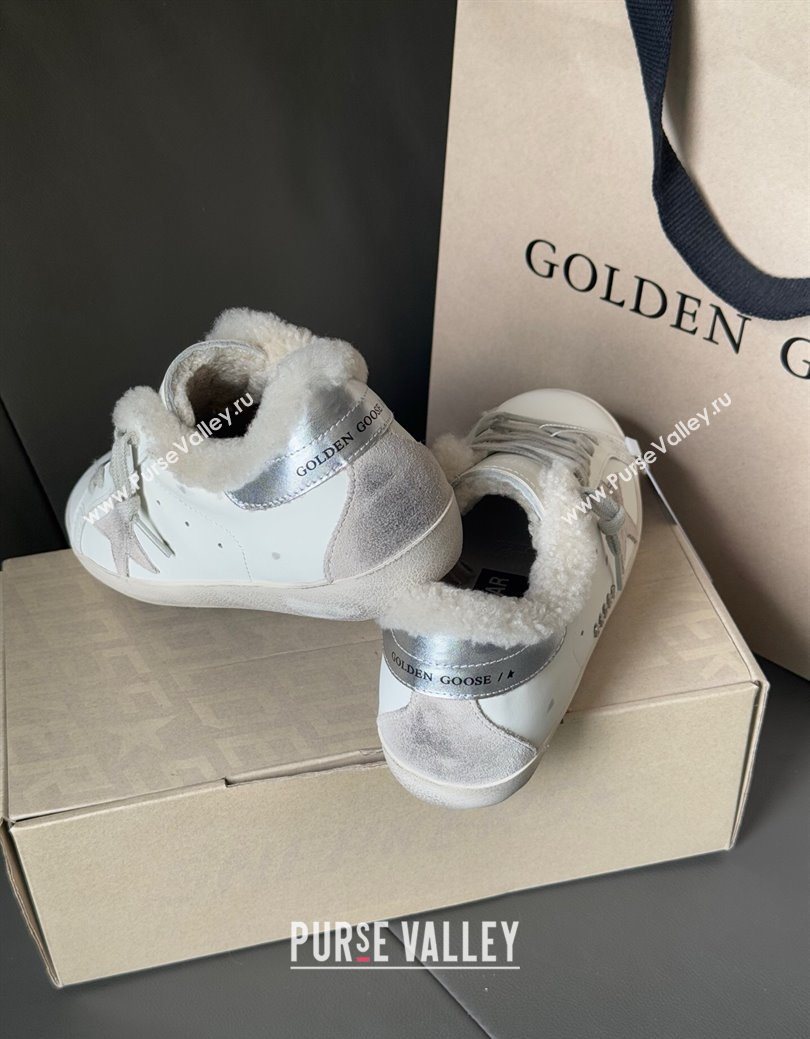 Golden Goose Womens Super-Star Sneakers in White Leather and Wool 2025 GGDB103124 (MD-251031084)