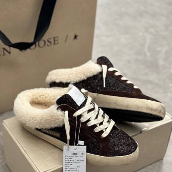 Golden Goose Womens Super-Star Sabots Sneaker in Suede and Strass Brown 2025 GGDB103103 (MD-251031059)