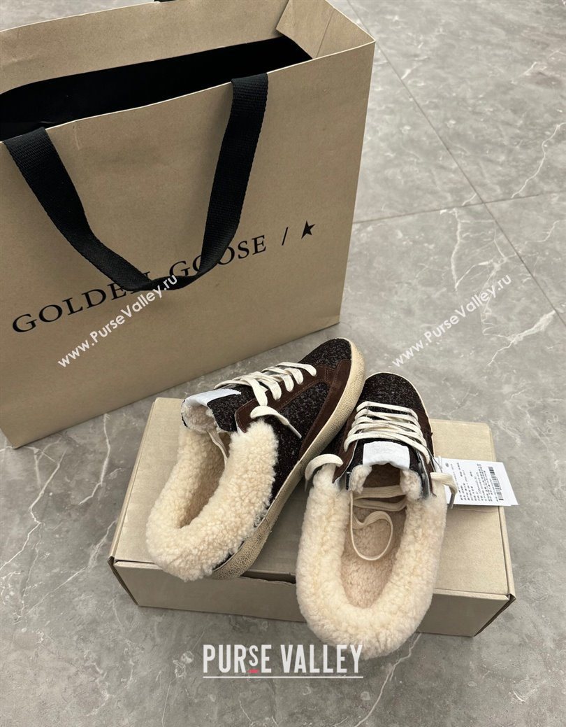 Golden Goose Womens Super-Star Sabots Sneaker in Suede and Strass Brown 2025 GGDB103103 (MD-251031059)