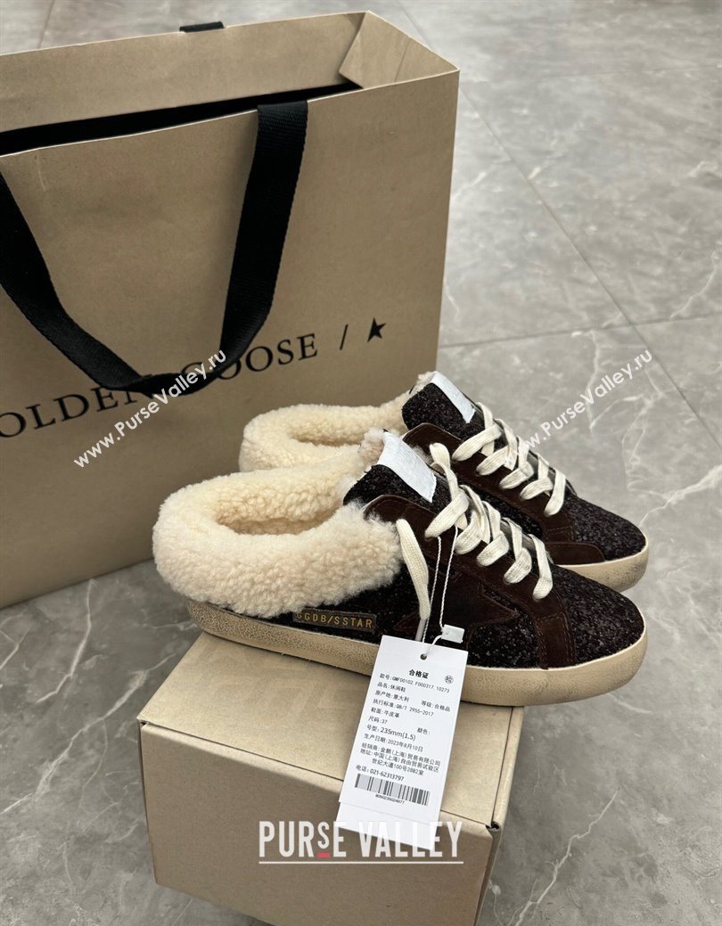 Golden Goose Womens Super-Star Sabots Sneaker in Suede and Strass Brown 2025 GGDB103103 (MD-251031059)