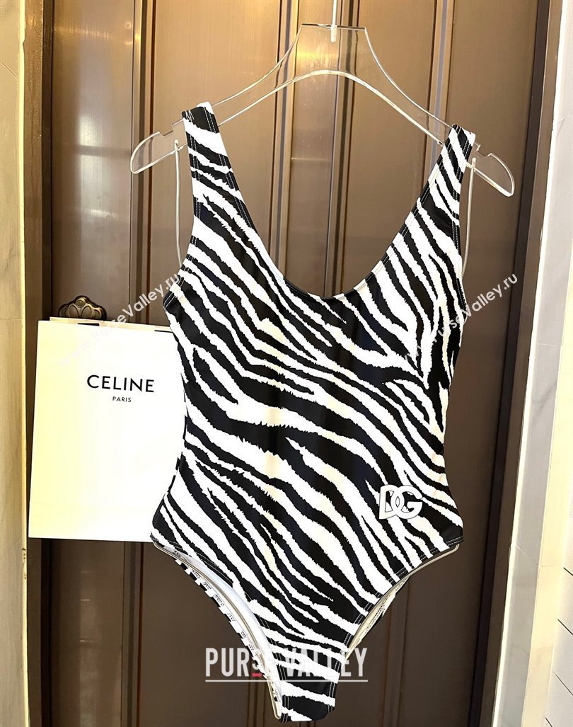 Dolce Gabbana DG Stripes Printed Swimwear White/Black 2024 0308 (WM-240307073)