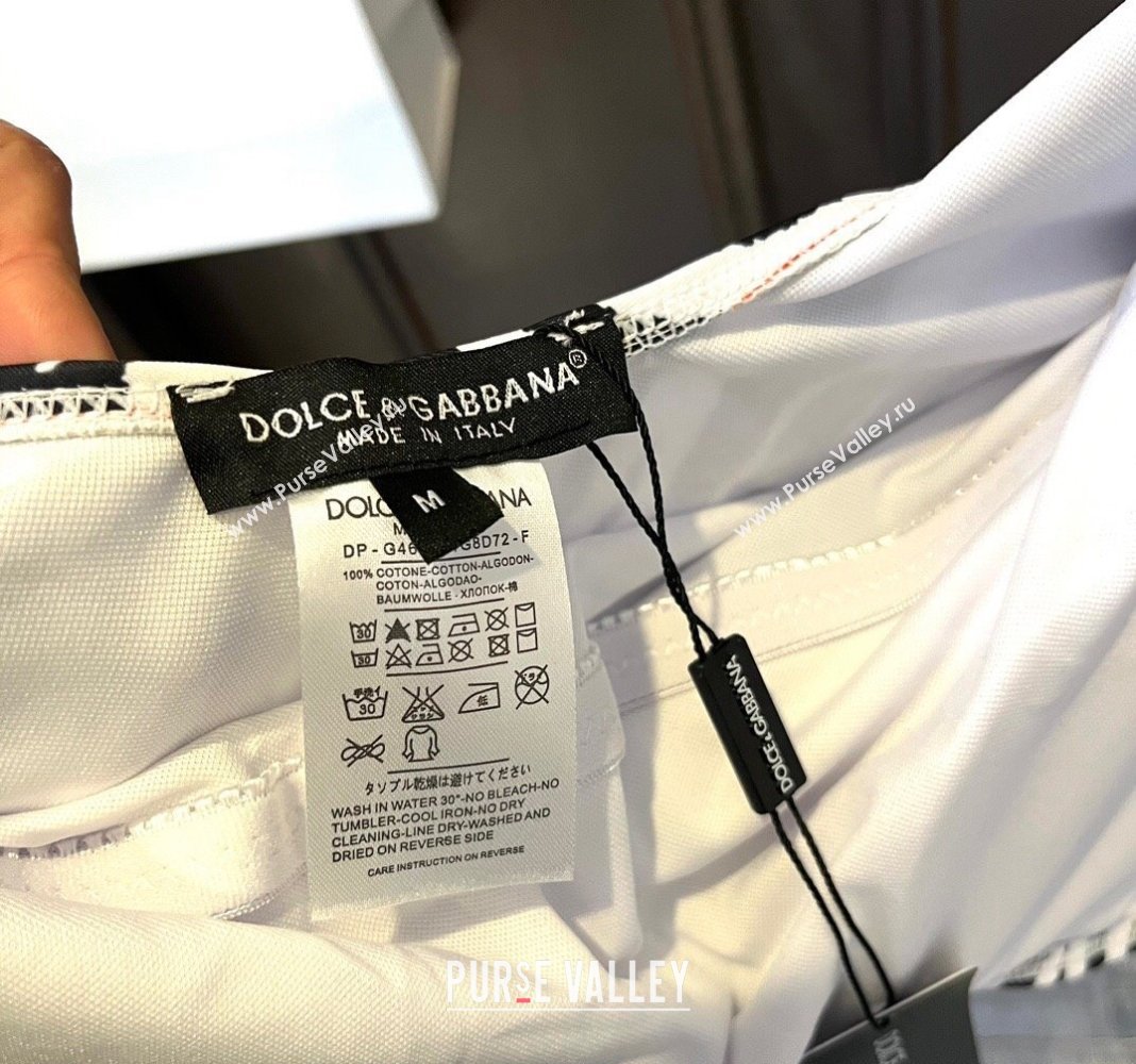 Dolce Gabbana DG Stripes Printed Swimwear White/Black 2024 0308 (WM-240307073)