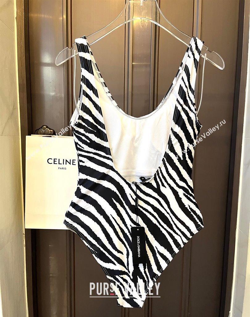 Dolce Gabbana DG Stripes Printed Swimwear White/Black 2024 0308 (WM-240307073)