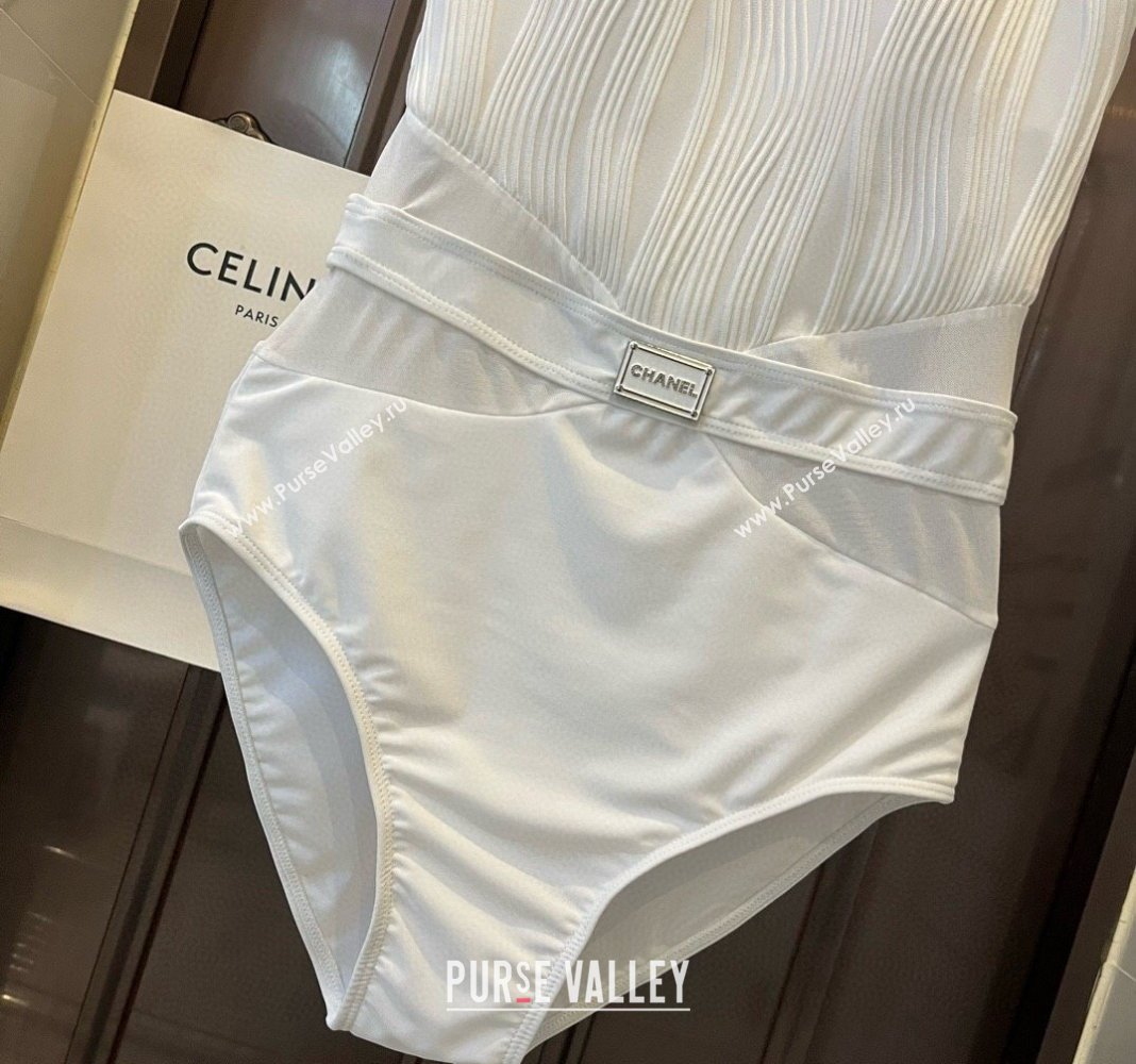 Chanel Pleated Swimwear White 2024 0618 (XMN-240618099)