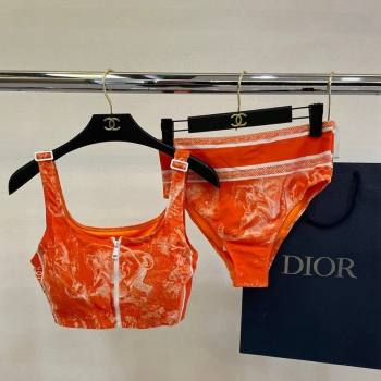 Dior Zipped Swimwear Orange Print 2024 061802 (A-240618097)