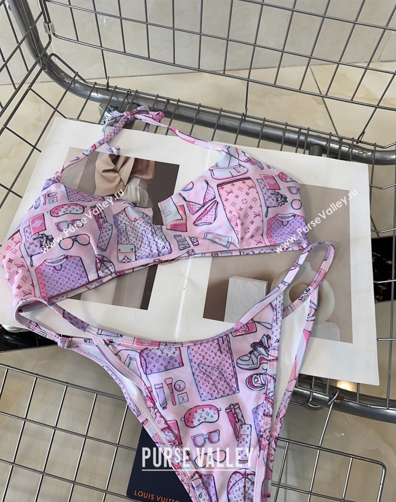 Louis Vuitton Two Pieces Printed Swimwear Light Purple 2024 0618 (A-240618065)