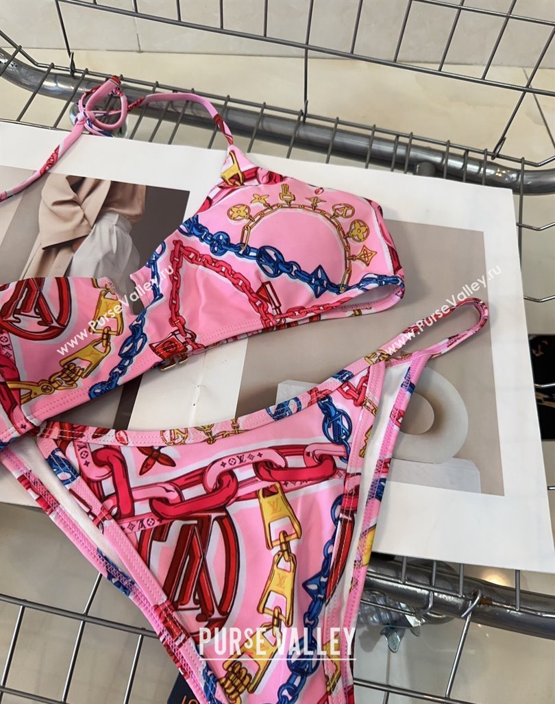 Louis Vuitton Two Pieces Printed Swimwear Dark Pink 2024 0618 (A-240618066)