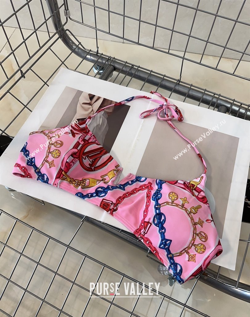 Louis Vuitton Two Pieces Printed Swimwear Dark Pink 2024 0618 (A-240618066)