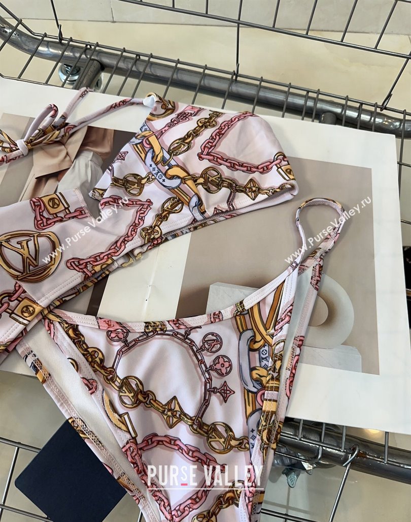 Louis Vuitton Two Pieces Chain Printed Swimwear Pale Pink 2024 0618 (A-240618067)