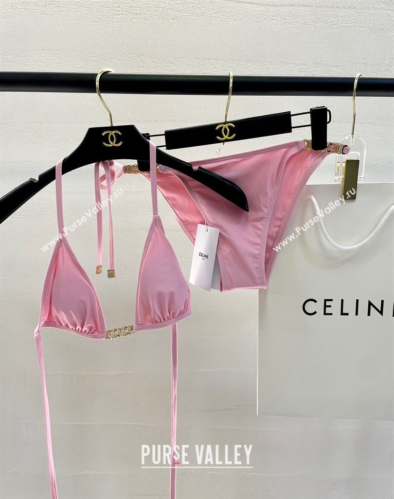 Celine Swimwear with Logo Chain Light Pink 2024 0618 (A-240618106)