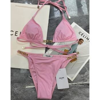 Celine Swimwear with Logo Chain Light Pink 2024 0618 (A-240618106)