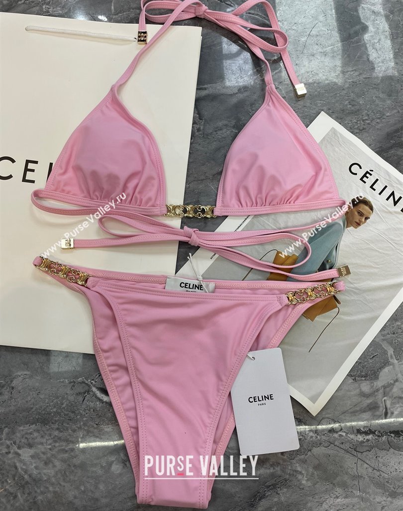 Celine Swimwear with Logo Chain Light Pink 2024 0618 (A-240618106)