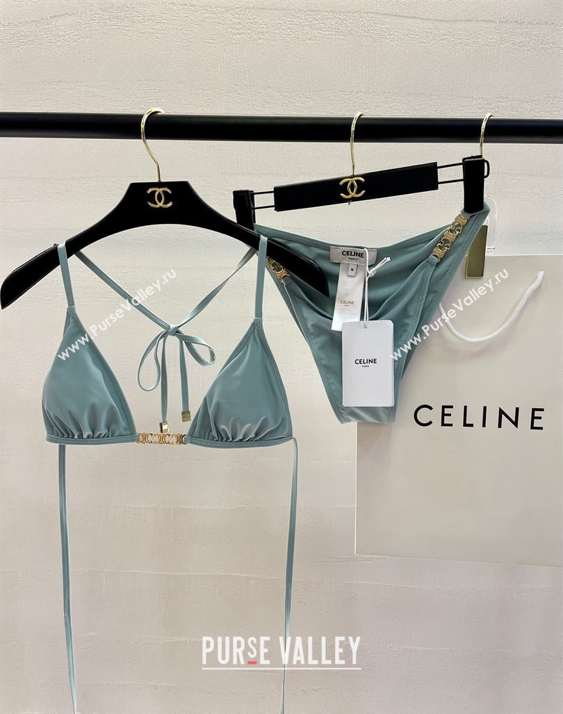 Celine Swimwear with Logo Chain Light Blue 2024 0618 (A-240618108)