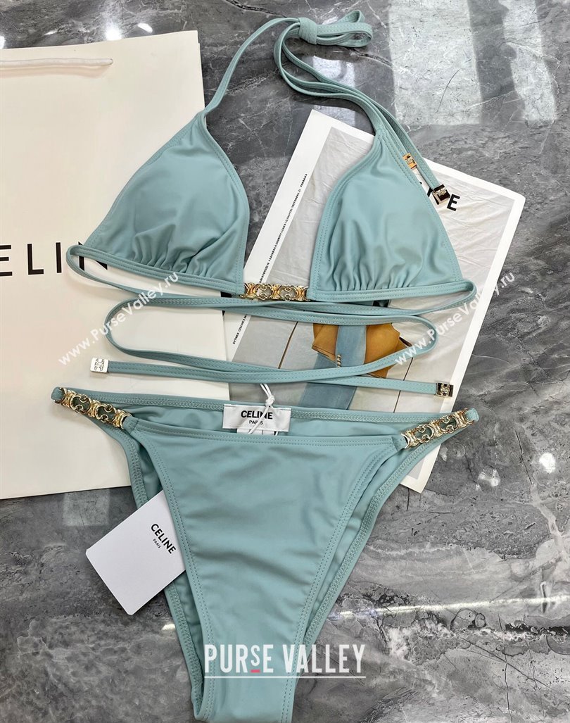 Celine Swimwear with Logo Chain Light Blue 2024 0618 (A-240618108)