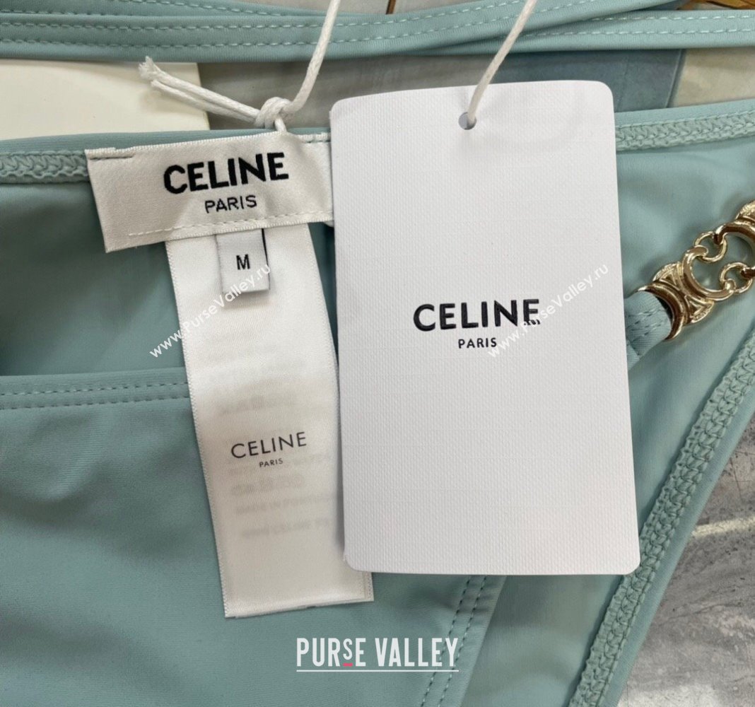 Celine Swimwear with Logo Chain Light Blue 2024 0618 (A-240618108)