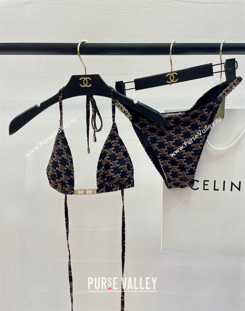 Celine Swimwear with Logo Chain Brown 2024 0618 (A-240618109)